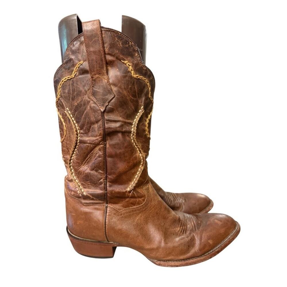Dan Post Albany Buckstitch Western Cowboy Boot Brown Leather Men size 10.5 EW